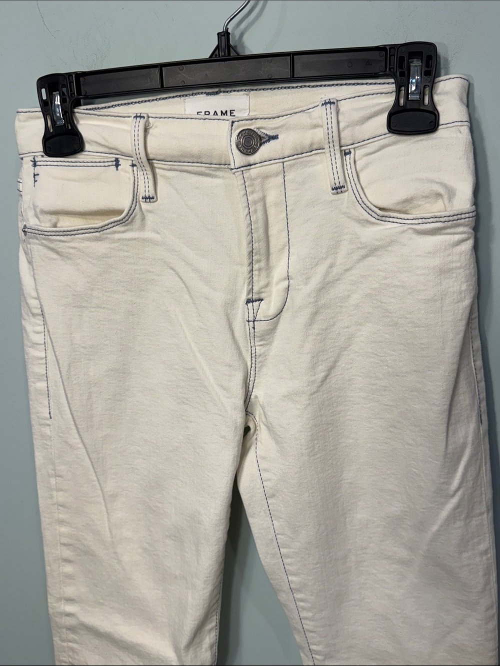 FRAME le High Straight Jeans with blue stitching Size 25
